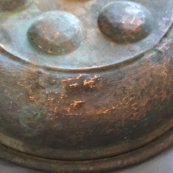 Antique Copper Egg Poacher Pan with Brass Handles - Picture 5 of 6